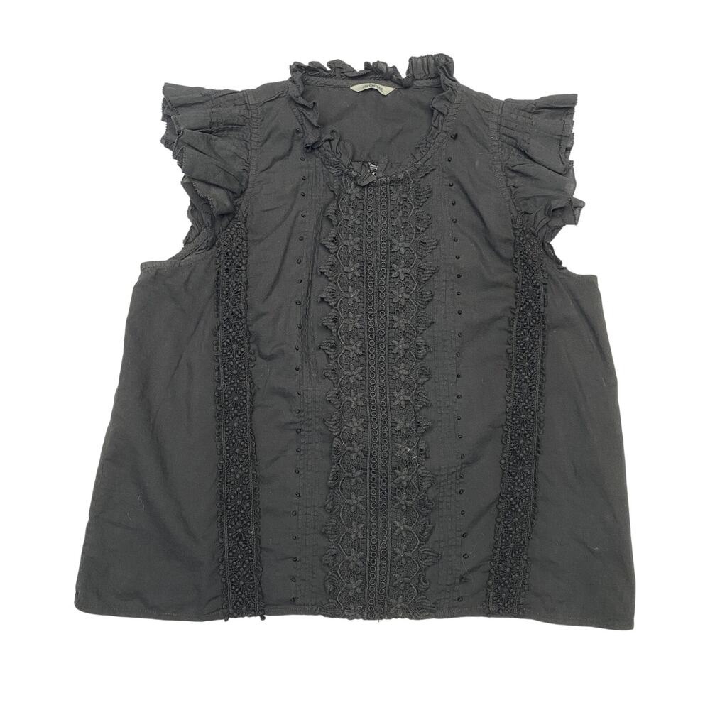 St. Roche Lace Ruffle Blouse Sleeveless Top Women's 8 Boho Whimsygoth